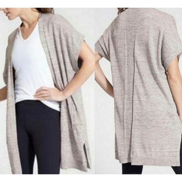 Athleta Harmony Wrap Open Front Sweater Cardigan Dark Grey Size Small - Picture 4 of 10